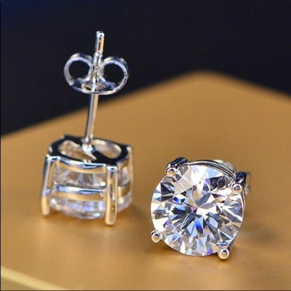 NEW 4CT DIAMOND 925 STERLING SILVER STUD EARRINGS - Picture 5 of 6